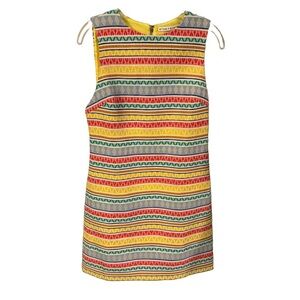 Alice + Olivia Coley Embroidered Shift Dress Multi Color Sz 4
